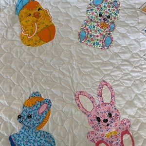 Amazingly detailed HANDMADE baby Quilt with Animals sewn on